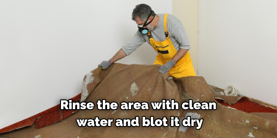 Rinse the area with clean water and blot it dry