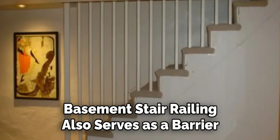 Basement Stair Railing Also Serves as a Barrier